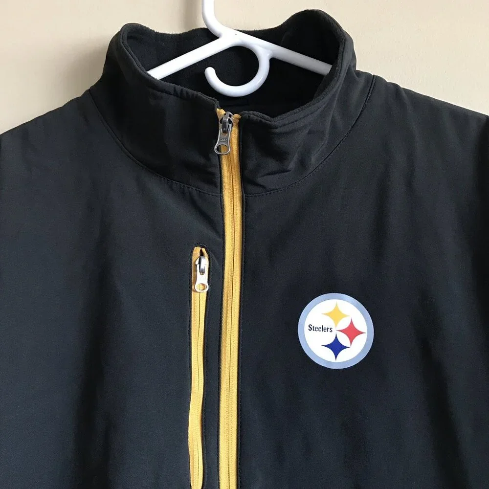 Pittsburgh Steelers Soft Shell Jacket Fleece Lined‎ Black Gold NFL M Size XXL